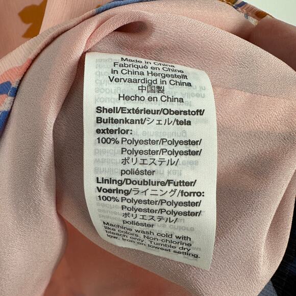 J.Crew Floral Mock Neck Sheer Overlay Ruffle Tank Top Blouse Pink Blue Womens 0 - Picture 5 of 5